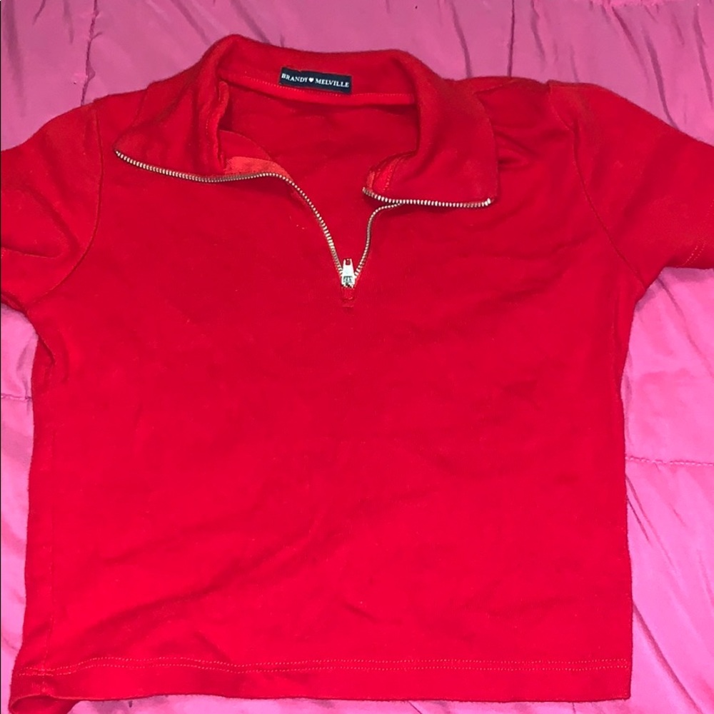 Brandy Melville red zip top